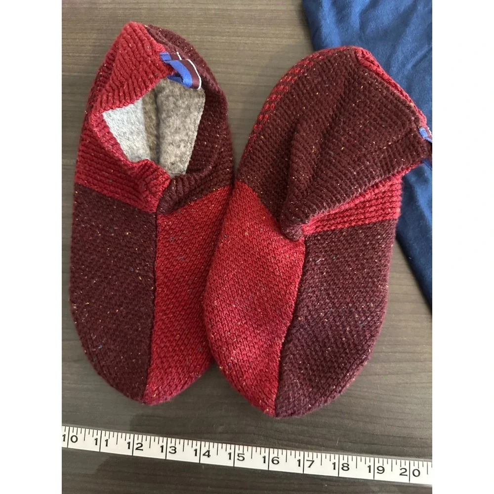 Bombas Gripper Slippers Red Knit Wool Non‎ Slip House Large Sock Slippers Lounge